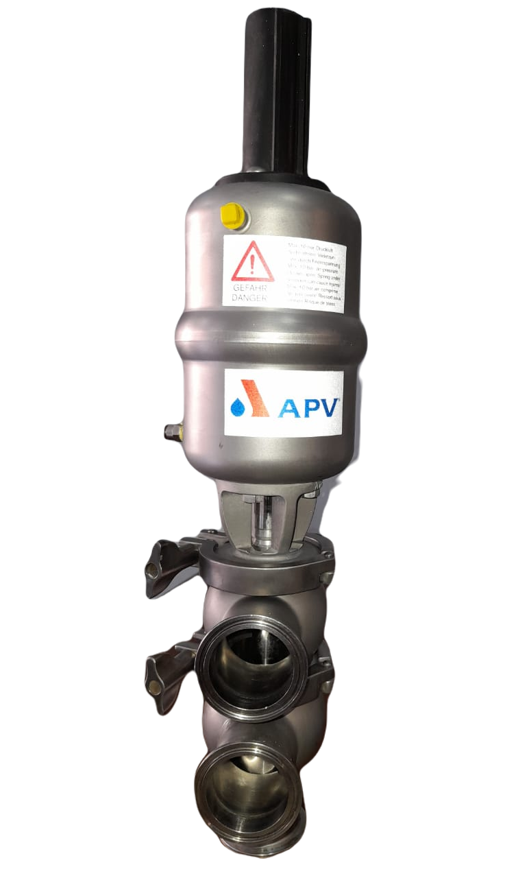 Valvula Acero Inoxidable de 3 Vias Sanitaria con Actuador Neumatico